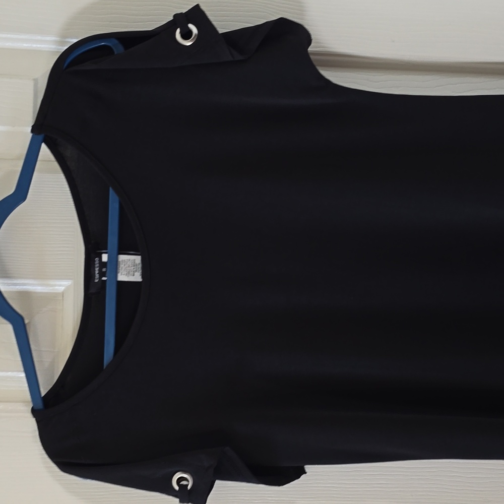 ESPRESSO BRAND WOMEN'S BLACK COLD SHOULDER SHORT SLEEVE TOP SIZE SMALL